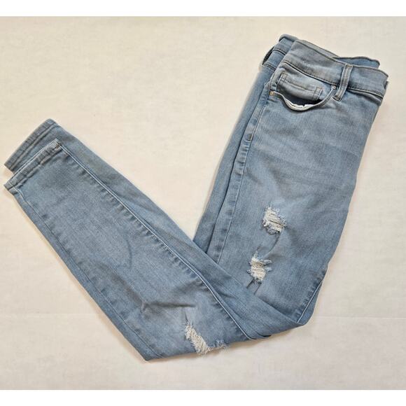 Pacsun Super Stretch High Waisted Ankle Jegging Skinny Jeans Blue 26 Distressed - Picture 5 of 6